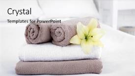  Presentation with interior - Presentation theme enhanced with freshly laundered fluffy towels background and a white colored foreground