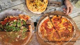  Presentation with high quality - Slide deck consisting of freshly-made-oven-italian-pizza background and a red colored foreground