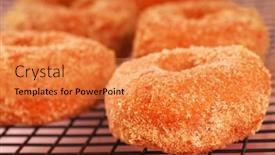  Presentation with sugar - Amazing presentation theme having freshly-made-strawberry-doughnuts backdrop and a gold colored foreground