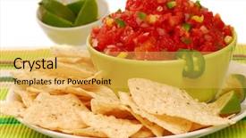  Presentation with salsa nachos chips tortilla snack - Audience pleasing PPT layouts consisting of freshly made tortilla chips backdrop and a yellow colored foreground