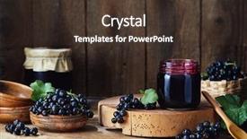  Presentation with blackcurrant - Colorful slides enhanced with freshly picked home grown blackcurrants backdrop and a tawny brown colored foreground