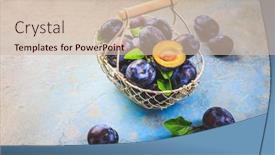  Presentation with fruits - PPT theme with freshly-picked-prune-plums-zwetschgen background and a soft green colored foreground