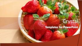  Presentation with strawberries - PPT theme with freshly-picked-strawberries-nestled background and a crimson colored foreground