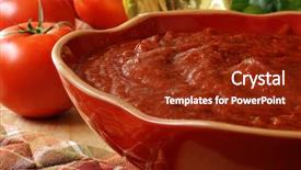  Presentation with pasta sauce - Slide deck consisting of freshly prepared pasta or pizza background and a tawny brown colored foreground