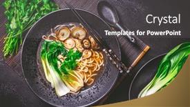  Presentation with umami - PPT theme consisting of freshly-prepared-vegan-ramen-soup background and a dark gray colored foreground