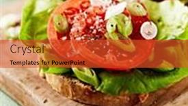  Presentation with veggie - Presentation enhanced with freshly-prepared-veggie-sandwiches background and a red colored foreground