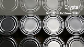  Presentation with food industry - Audience pleasing theme consisting of freshly produced food cans backdrop and a gray colored foreground