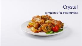  Presentation with roasted chicken - Cool new PPT theme with freshly-roasted-chicken-legs backdrop and a sky blue colored foreground
