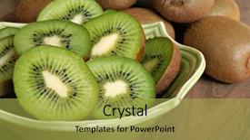  Presentation with kiwi - PPT layouts consisting of freshly sliced kiwi fruit background and a yellow colored foreground