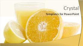  Presentation with citrus - Colorful theme enhanced with freshly squeezed glass of citrus orange and lemon juice backdrop and a blonde colored foreground