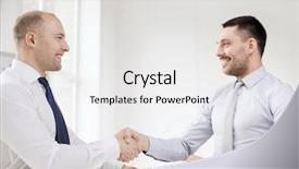  Presentation with shaking hands - Colorful theme enhanced with freshman - business and office concept backdrop and a  colored foreground