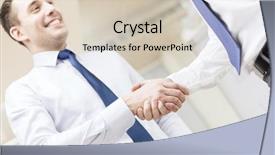  Presentation with shaking hands - Cool new presentation theme with freshman - businesss and office concept backdrop and a soft green colored foreground