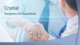  Presentation with hand shake law office - Slide deck with freshman - businesss and office concept background and a sky blue colored foreground