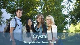  Presentation with college students and laptop - Presentation enhanced with attractive group of college students background and a ocean colored foreground