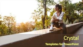  Presentation with student - Presentation theme having freshman university - lovely young student girl sitting background and a  colored foreground