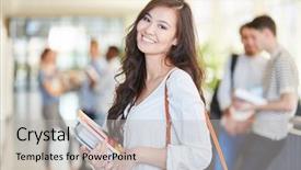  Presentation with happy smiling woman dental health - Amazing slides having freshman university - woman as happy asian student backdrop and a light gray colored foreground