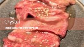  Presentation with wagyu - Cool new PPT theme with freshness japanese kalbi wagyu meat bbq yakiniku backdrop and a coral colored foreground