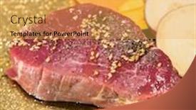  Presentation with wagyu - Presentation theme enhanced with freshness japanese wagyu fillet meat bbq yakiniku background and a yellow colored foreground