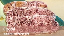  Presentation with wagyu - PPT theme consisting of freshness japanese wagyu sirloin meat bbq yakiniku background and a coral colored foreground