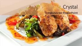  Presentation with bbq chicken - Audience pleasing slide set consisting of freshness salad and sour backdrop and a yellow colored foreground