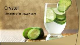  Presentation with water glass - Presentation design consisting of freshness water with cucumber background and a coral colored foreground