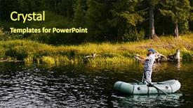  Presentation with fisherman - Presentation theme featuring freshwater fishing - fisherman with rod background and a  colored foreground