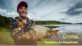  Presentation with fish pond - Amazing slides having pop art illustration of a brutal bearded man macho is holding out a bouquet of chamomiles backdrop and a violet colored foreground.