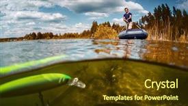  Presentation with fisherman - Beautiful presentation theme featuring freshwater fishing - split shot of the fisherman backdrop and a tawny brown colored foreground