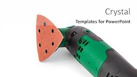  Presentation with power - Presentation consisting of fretsaw-power-tool-with-grinding background and a white colored foreground