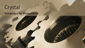  Presentation with force - Cool new theme with friction force - gear-wheels in sepia toning backdrop and a coral colored foreground