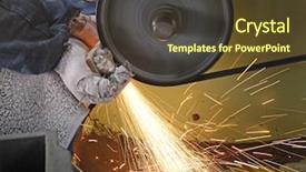  Presentation with metal production - Slide deck featuring christmas retro poster mock up with pine trees and pink decorations background and a gray colored foreground