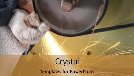  Presentation with metal production - Slide deck enhanced with friction welding - chinese metal production workshop background and a gold colored foreground