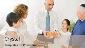  Presentation with jewish - Audience pleasing presentation theme consisting of friday evening jewish family celebration backdrop and a soft green colored foreground