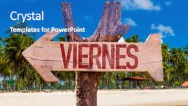  Presentation with friday - Presentation consisting of friday in spanish arrow with beach background background and a teal colored foreground