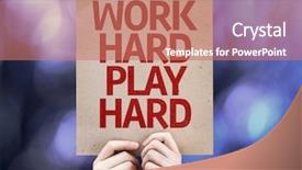  Presentation with hard work - Colorful slides enhanced with friday night - work hard play hard written backdrop and a coral colored foreground