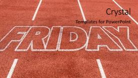  Presentation with good friday - Slide set with friday written on running track background and a coral colored foreground