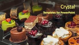  Presentation with cakes cupcake - Cool new presentation theme with fridge with cakes in shop backdrop and a tawny brown colored foreground