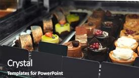  Presentation with fridge - Slides consisting of fridge with cakes in shop closeup background and a dark gray colored foreground