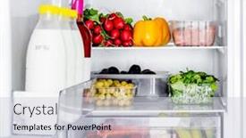  Presentation with refrigerator - Slides enhanced with fridge-with-fruits-and-vegetables background and a light gray colored foreground