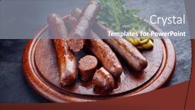  Presentation with cutting board - Slides having fried-allg-u-wagyu-beef background and a gray colored foreground