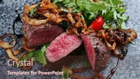  Presentation with rocket - Presentation design consisting of fried-angus-sirloin-beefsteak background and a tawny brown colored foreground