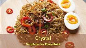  Presentation with instant noodles - PPT theme with fried asian instant noodles background and a tawny brown colored foreground