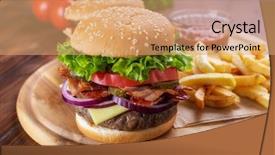  Presentation with cutting board - PPT theme enhanced with fried bacon and sliced pickle background and a coral colored foreground