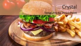  Presentation with bacon - Colorful PPT theme enhanced with fried bacon and sliced pickles backdrop and a coral colored foreground