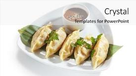  Presentation with meat beef - Presentation featuring fried beef and mutton dimsum background and a white colored foreground