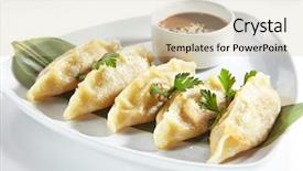  Presentation with meat beef - PPT theme consisting of fried beef and mutton dimsum background and a soft green colored foreground