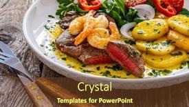  Presentation with garlic - Slides consisting of fried-beef-sirloin-steak background and a tawny brown colored foreground