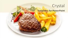  Presentation with beef - Presentation theme having fried-beef-sirloin-with-french background and a blonde colored foreground