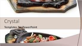  Presentation with beef - Beautiful slide deck featuring fried beef with vegetables backdrop and a coral colored foreground