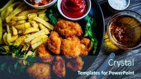  Presentation with nuggets - PPT theme having fried-breadcrumb-chicken-nuggets background and a ocean colored foreground